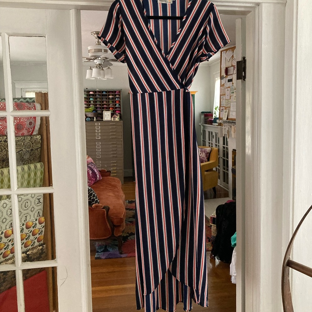 Striped wrap dress